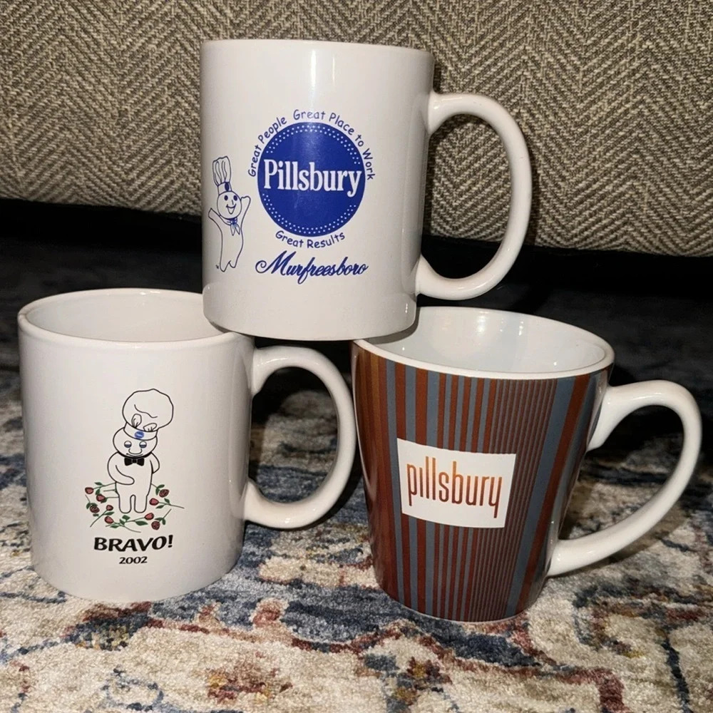 VTG Pillsbury Doughboy Company Bundle of 3 Drinking Ceramic Coffee/Tea Mugs/Cups